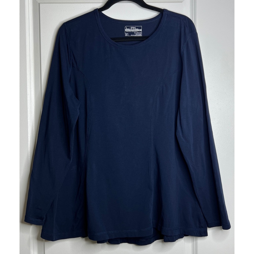 Ralph Lauren Active Long Sleeve Womens Top Navy Blue Plus Size 2X Athletic Shirt